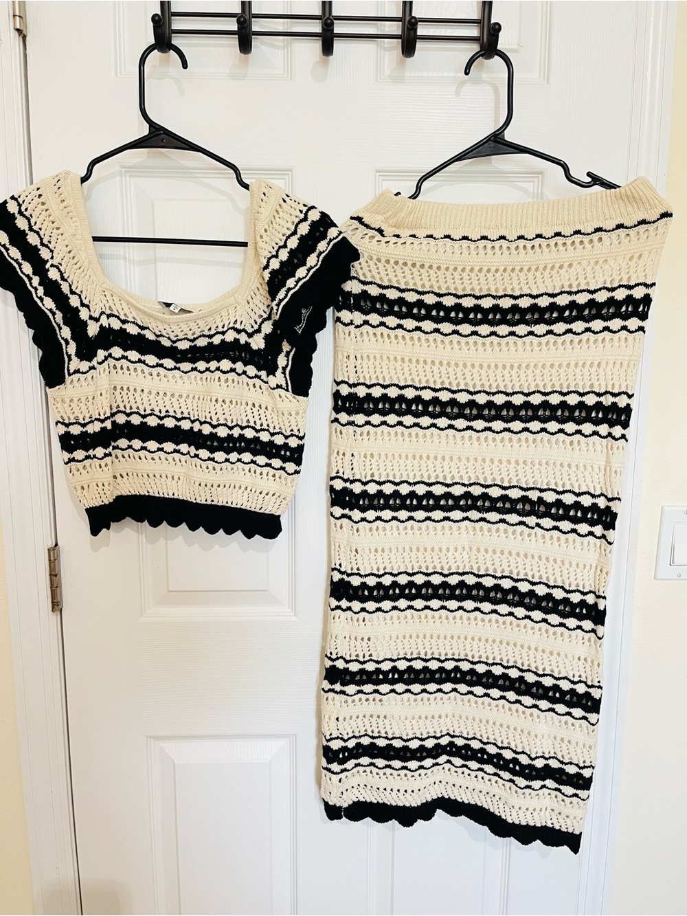 Freshman Cream & Black Crochet Two-Piece Set